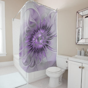 Rideaux De Douche Lavande Fleur Dream Moderne Abstrait Fractal Art