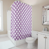 Rideaux De Douche Lavande : Grand Motif blanc Polka Dot (En situation)