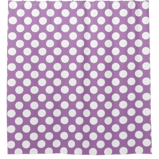 Rideaux De Douche Lavande : Grand Motif blanc Polka Dot (Devant)