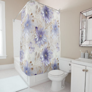 Rideaux De Douche Lavande Ivoire Perle Or Floral