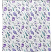 Rideaux De Douche Lavande moderne violet Turquoise Feuilles verts (Devant)