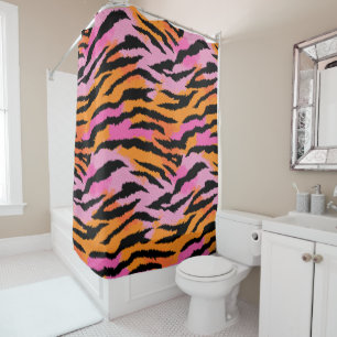 Rideaux De Douche Lavande Poster de animal de peau de tigre et fille