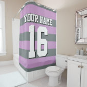 Rideaux De Douche Lavande Purple Charcoal Sports Jersey Stripe (En situation)