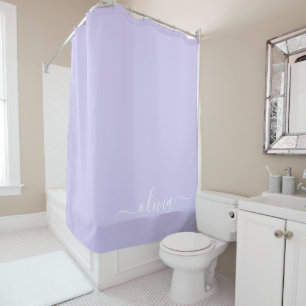 Rideaux De Douche Lavande Purple Script Moderne Fille Monogramme Nom