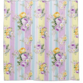 Rideaux De Douche Lavande rayée Floral (Devant)