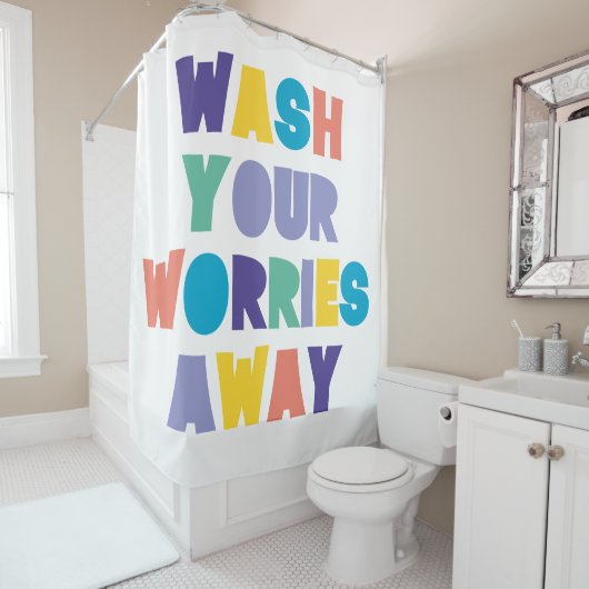 RIDEAUX DE DOUCHE LAVER VOS SOUCIS (En situation)