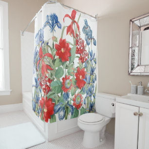 Rideaux De Douche Le bleu rouge de Redoutes fleurit le jardin floral