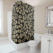 Rideaux De Douche Le carrelage du Mahjong brun noir (En situation)