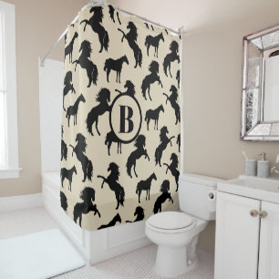 Rideaux De Douche Le cheval noir rustique silhouette personnalisé