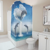 Rideaux De Douche Le Coeur Des Dauphins Dans L'Océan (En situation)