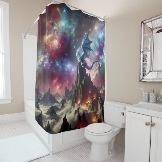 Rideaux De Douche Le dragon et les étoiles (En situation)