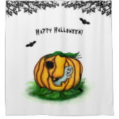 Rideaux De Douche Le fantôme d'Halloween, chauve-souris, fantôme et  (Devant)