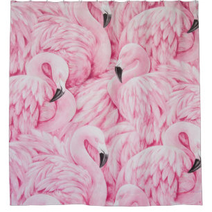 Rideaux De Douche LE Flamant rose EST PARTOUT