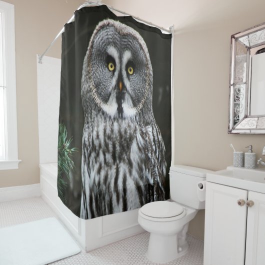 Rideaux De Douche Le grand hibou gris sccnm (En situation)
