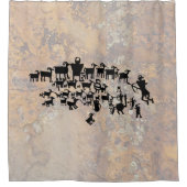 Rideaux De Douche Le grand panneau pétroglyphe de chasse (Devant)