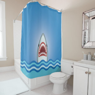 Rideaux De Douche Le grand requin blanc saute des vagues
