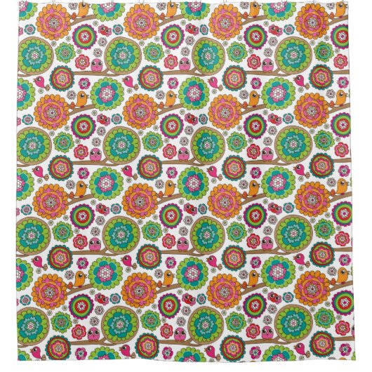 Rideaux De Douche le griffonnage fleurit le motif d'arrière - plan (Devant)