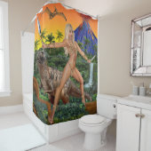 RIDEAUX DE DOUCHE LE JUNGLE JURASSIQUE (En situation)