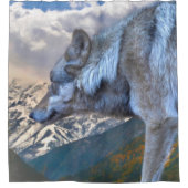 RIDEAUX DE DOUCHE LE LOUP SEUL SURPLORE LA LIBERTÉ (Devant)