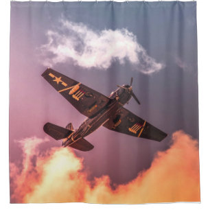Rideaux De Douche Le magnifique ciel de l'avion Vintage