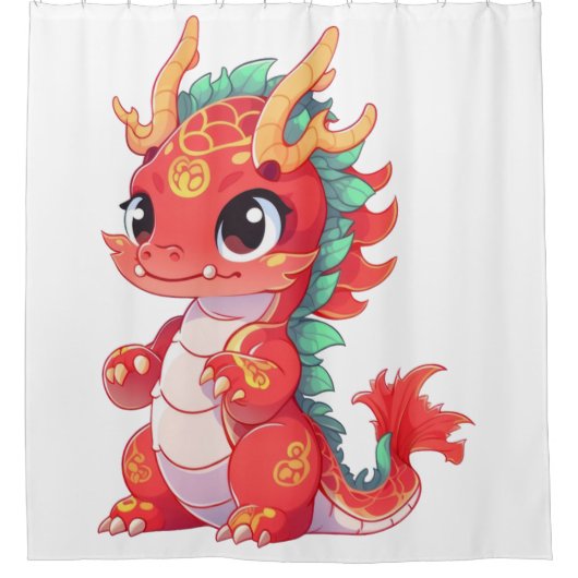 Rideaux De Douche Le mignon dragon chinois (Devant)