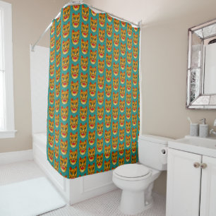 Rideaux De Douche Le Motif de couleur verte du léopard en riant Tur