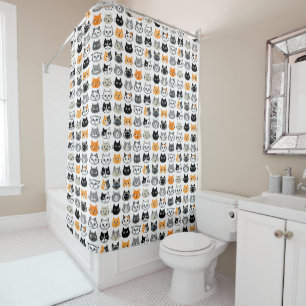 Rideaux De Douche Le Motif des visages de chat Cool Kitty Cat Lover