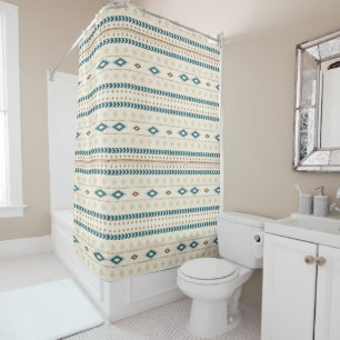 Rideaux De Douche Le neutre tribal aztèque d'impression brunit Teal