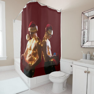 Rideaux De Douche Le Noël dos à dos des hommes torse nu de SlipperyJ