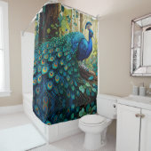 Rideaux De Douche Le paon bleu dans la forêt (En situation)