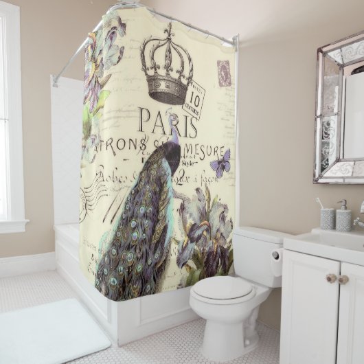 Rideaux De Douche Le paon de Paris (En situation)