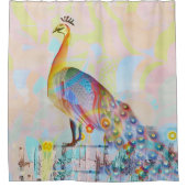 Rideaux De Douche Le paon majestueux sur une clôture - abstrait (Devant)