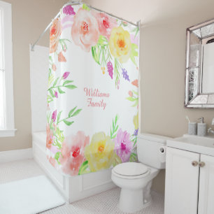 Rideaux De Douche le pays de roses de cottage fleurit la couleur en