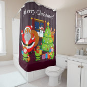 Rideaux De Douche Le Père Noël noir distribue des cadeaux de Noël, (En situation)