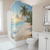 Rideaux De Douche Le rivage de la plage tropicale (En situation)