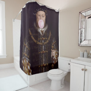 Rideaux De Douche Le roi Henri VIII soufflant du chewing-gum rose