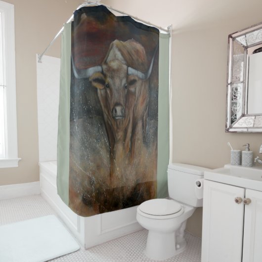 Rideaux De Douche Le Texas Longhorn Taureau (En situation)