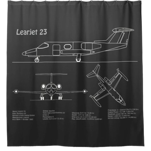 Rideaux De Douche Learjet 23 - Plans de dessin du plan directeur de (Devant)