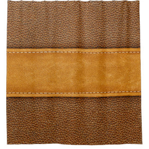 Rideaux De Douche Leather Luxe : Elégance Brown avec points