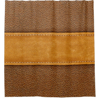 Rideaux De Douche Leather Luxe : Elégance Brown avec points