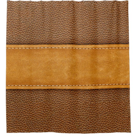 Rideaux De Douche Leather Luxe : Elégance Brown avec points (Devant)