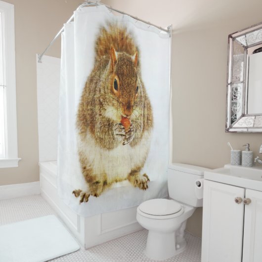 Rideaux De Douche L'écureuil qui aime l'maïs (En situation)