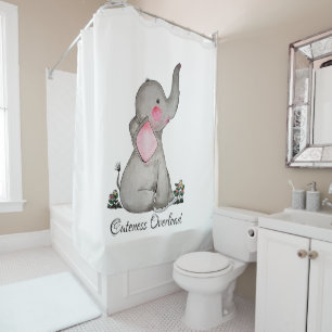 Rideaux De Douche L'éléphant mignon de bébé d'aquarelle avec