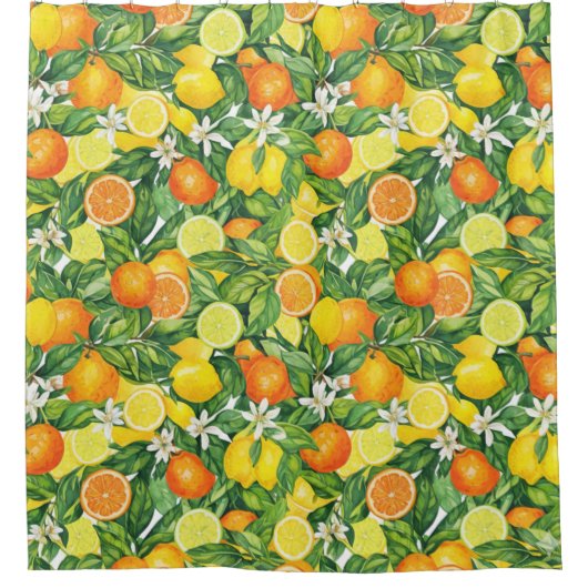 Rideaux De Douche Lemon and Orange Botanical Pattern (Devant)