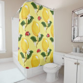 Rideaux De Douche Lemon Ladybug : Motif jaune tropical. (En situation)