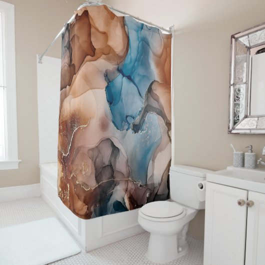 Rideaux De Douche L'encre d'alcool est translucide. multicolo Abstra (En situation)