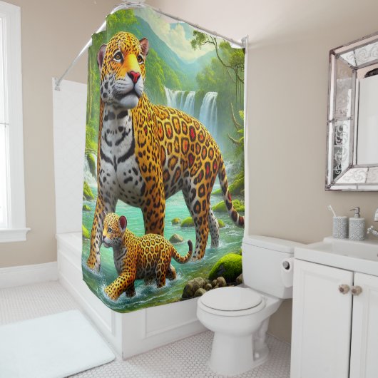 Rideaux De Douche Leopard Art (En situation)