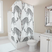 Rideaux De Douche Léopard blanc noir (En situation)