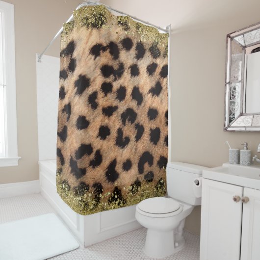 Rideaux De Douche Leopard Cheetah Poster de animal Parties scintilla (En situation)