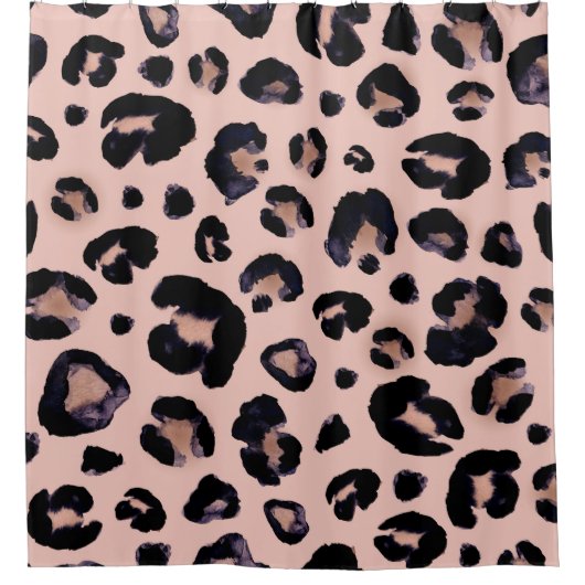 Rideaux De Douche Léopard De Neige, Texture Dessinée À La Main. (Devant)